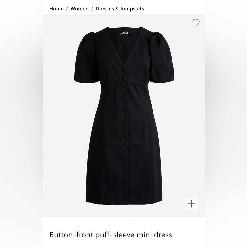 JCrew black mini puff sleeve dress